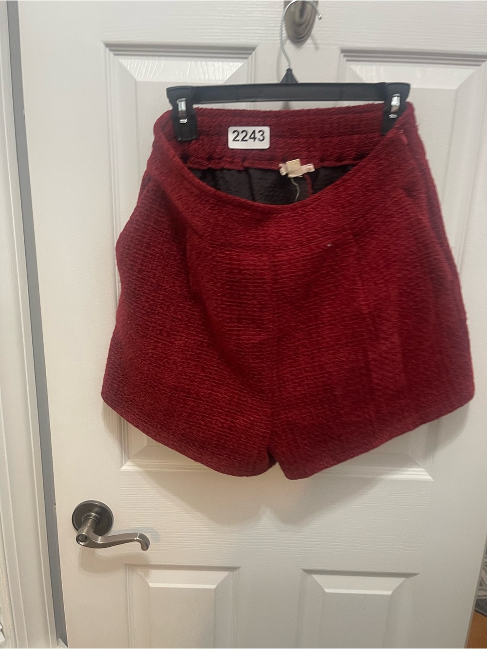 High-Waist Textured Red Women's Shorts